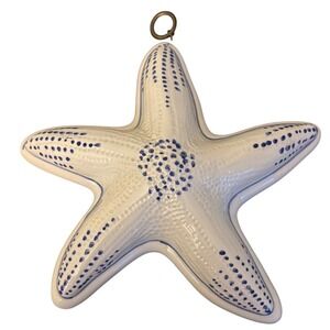 Ceramiche ABC Bassano Italy | Ceramic Starfish | Wall Hanging Blue White 6 Inch